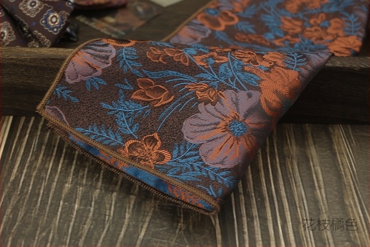 Batistă de buzunar pentru sacou, material poliester, model cu nuci de cashew, finisaj satin, stil modern, lățime standard