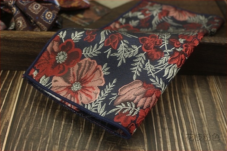 Batistă de buzunar pentru sacou, material poliester, model cu nuci de cashew, finisaj satin, stil modern, lățime standard