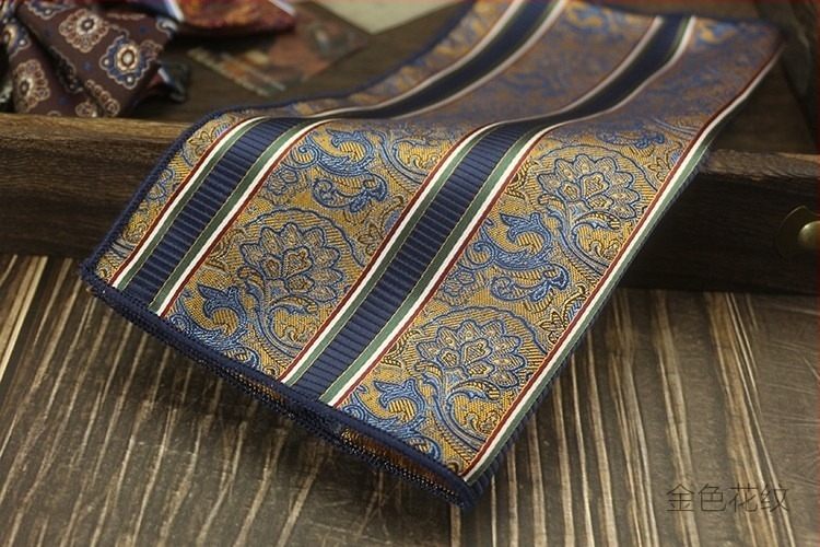 Batistă de buzunar pentru sacou, material poliester, model cu nuci de cashew, finisaj satin, stil modern, lățime standard