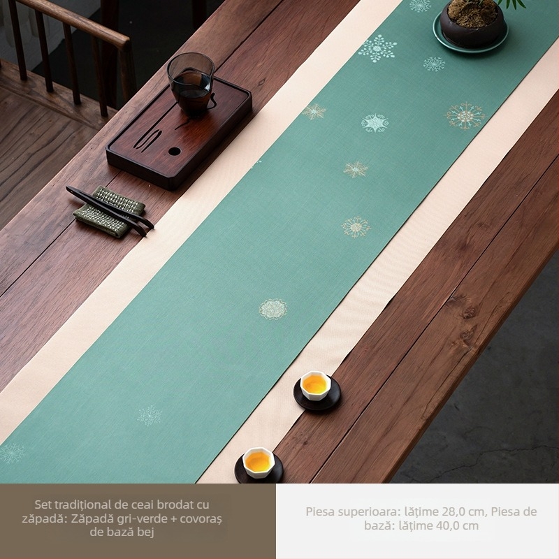 Steag de masă - țesătură poliester cu amestec de bumbac, model vânt chinezesc, stil light luxury, personalizabil, pentru living, restaurant sau spații comerciale