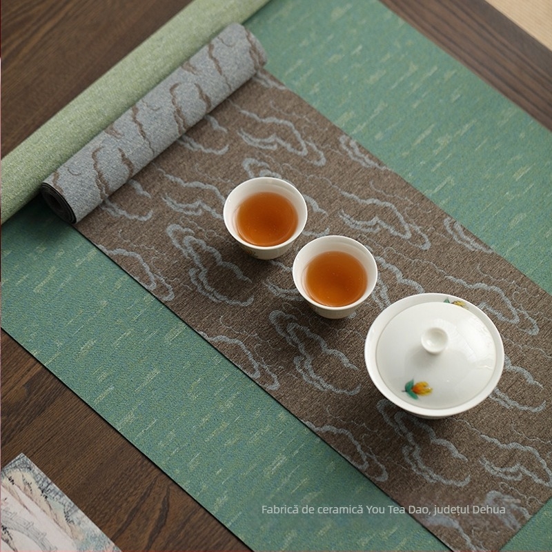 Steag de masă pentru ceremonia ceaiului în stil chinezesc și covoraș pentru ceai; 100% poliester; Model: Vânt Chinezesc; Stil: Noul Stil Chinez; Personalizare disponibilă