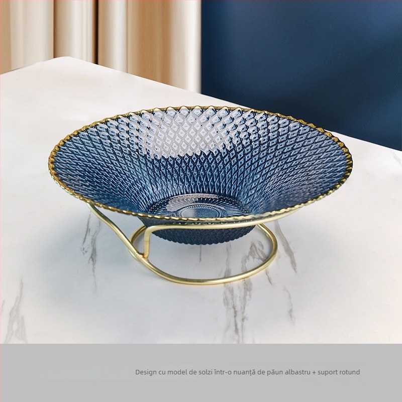 Farfurie metalică pentru fructe, finisaj electroplacat, stil nou chinezesc, brand Huanze Ceramics