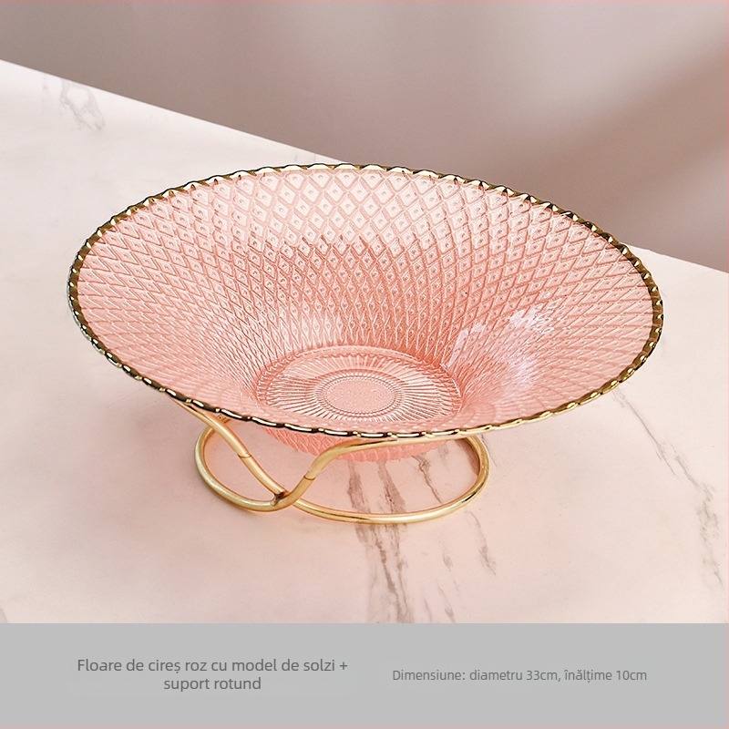 Farfurie metalică pentru fructe, finisaj electroplacat, stil nou chinezesc, brand Huanze Ceramics