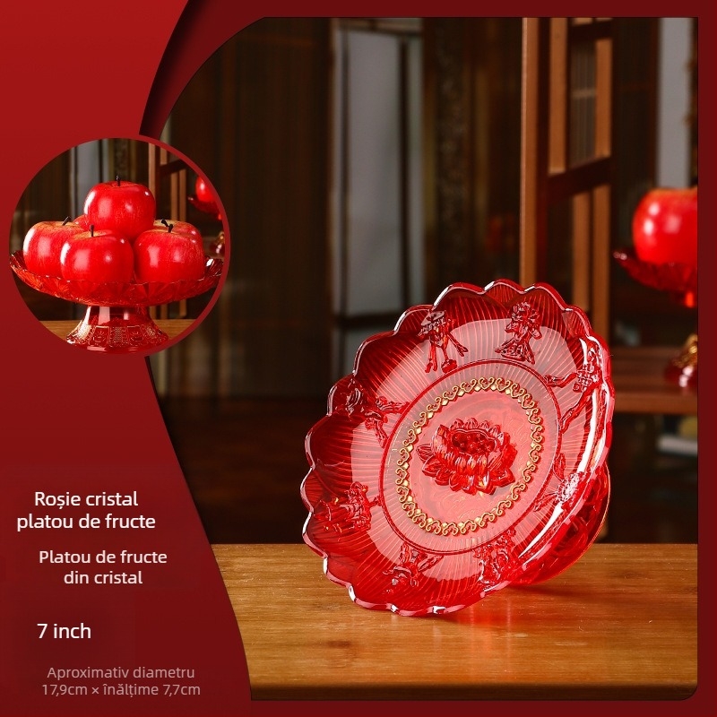 Platou de fructe din plastic, în stil chinezesc, pentru ofrande budiste pentru Guanyin, decor de living, neimportat, nu este cadou.