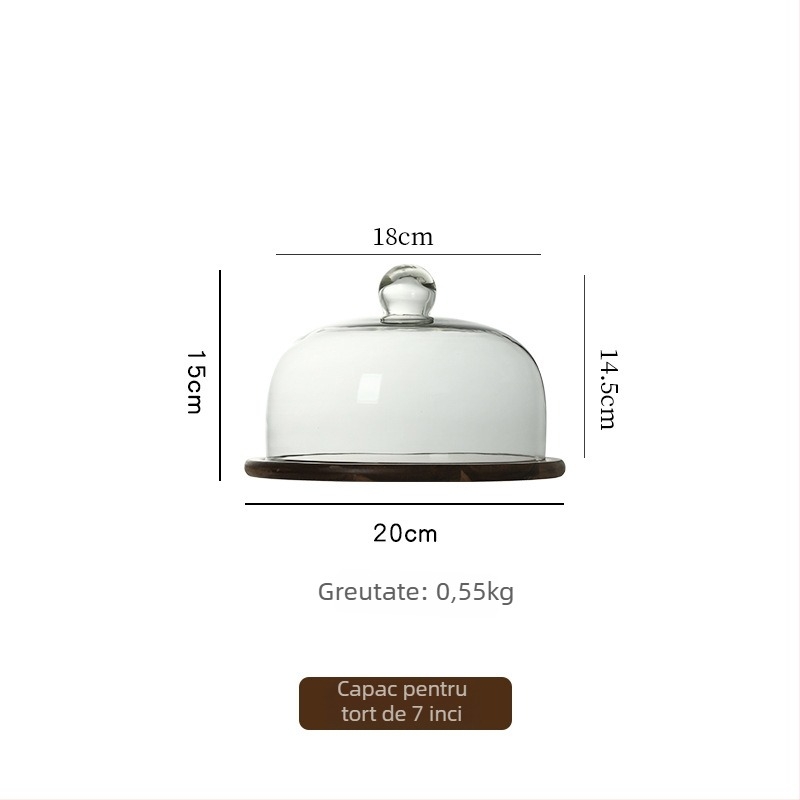 Farfurie pentru fructe cu capac de sticlă pe tavă din lemn în stil retro, de Wooden Craftsman, lansare în 2023, calitate de primă clasă