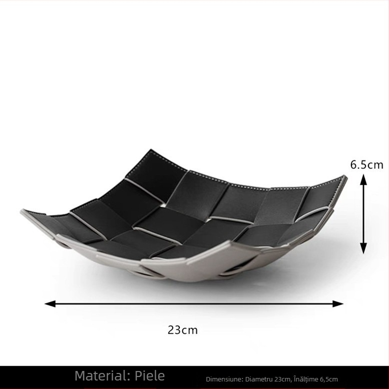 Tavă de depozitare din piele, realizată manual, design modern minimalist, pentru masă de living și organizarea obiectelor mici.