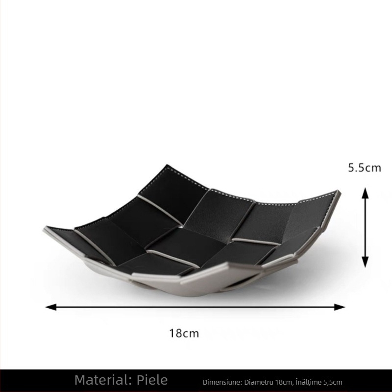 Tavă de depozitare din piele, realizată manual, design modern minimalist, pentru masă de living și organizarea obiectelor mici.