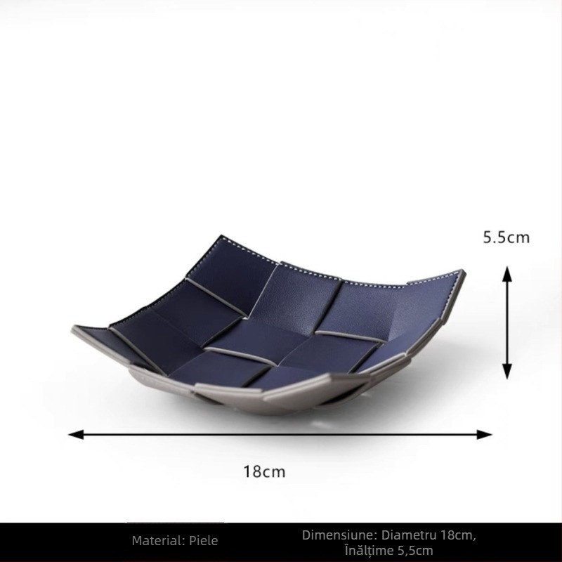 Tavă de depozitare din piele, realizată manual, design modern minimalist, pentru masă de living și organizarea obiectelor mici.