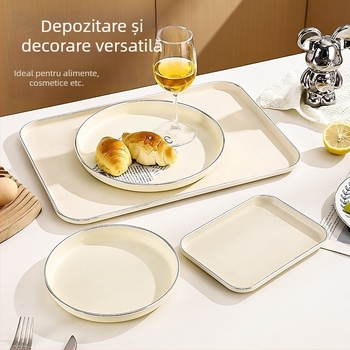 Tavă din plastic, pătrată, turnată dintr-o singură bucată, culoare solidă, stil modern minimalist