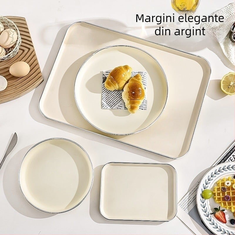 Tavă din plastic, pătrată, turnată dintr-o singură bucată, culoare solidă, stil modern minimalist