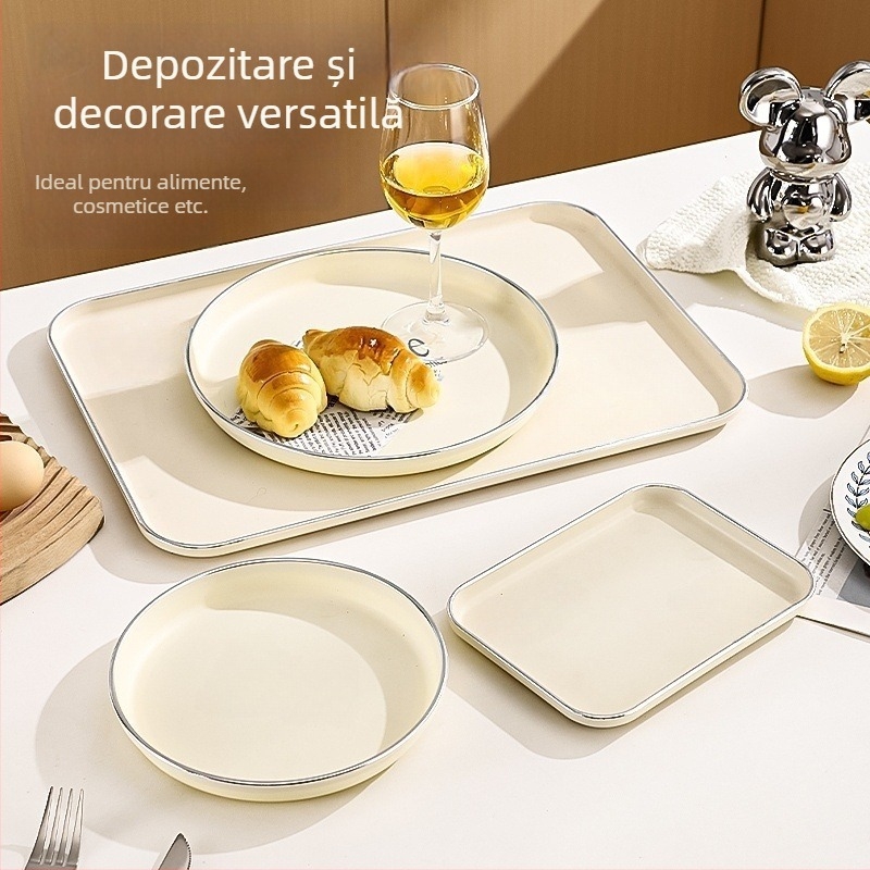Tavă din plastic, pătrată, turnată dintr-o singură bucată, culoare solidă, stil modern minimalist