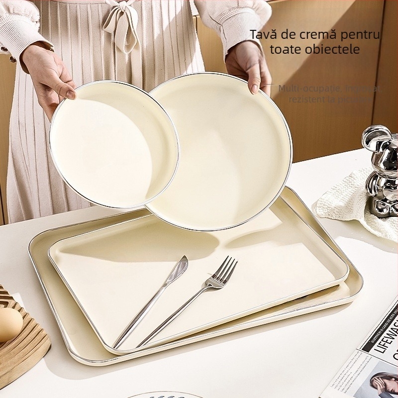 Tavă din plastic, pătrată, turnată dintr-o singură bucată, culoare solidă, stil modern minimalist