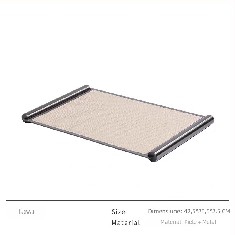 Tavă metalică de depozitare și decor, finisaj electroplatat, stil modern minimalist, pentru măsuța de cafea din living