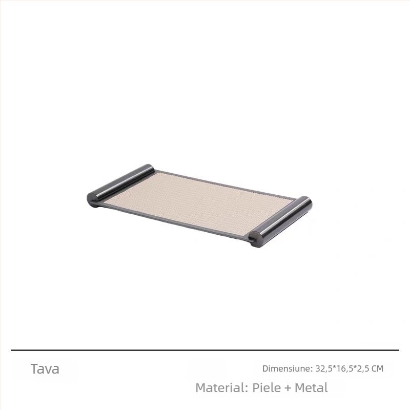 Tavă metalică de depozitare și decor, finisaj electroplatat, stil modern minimalist, pentru măsuța de cafea din living