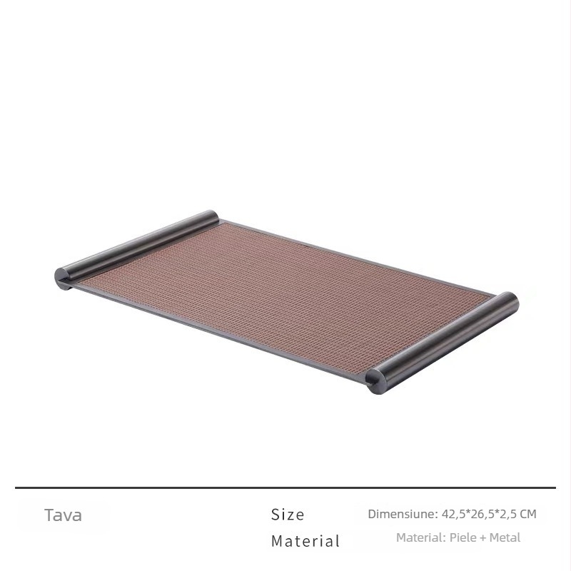 Tavă metalică de depozitare și decor, finisaj electroplatat, stil modern minimalist, pentru măsuța de cafea din living