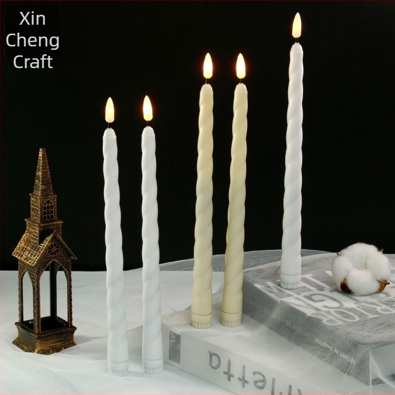 Lumânare LED în stil european, cilindrică din plastic, turnată prin injecție, fără logo