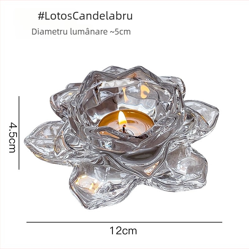 Suport de lumânare Lotus din sticlă de cristal | Stil modern minimalist | Cadou ideal pentru nunți, absolvire, casă nouă | WYMW/Weiyang Famous