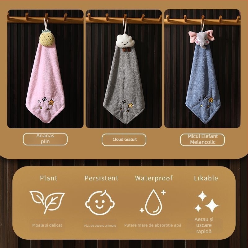 Prosop de mână cu design desen animat, pentru agățat (Material: Microfibră; Greutate: 70 g; Categorie: Prosop de mână)