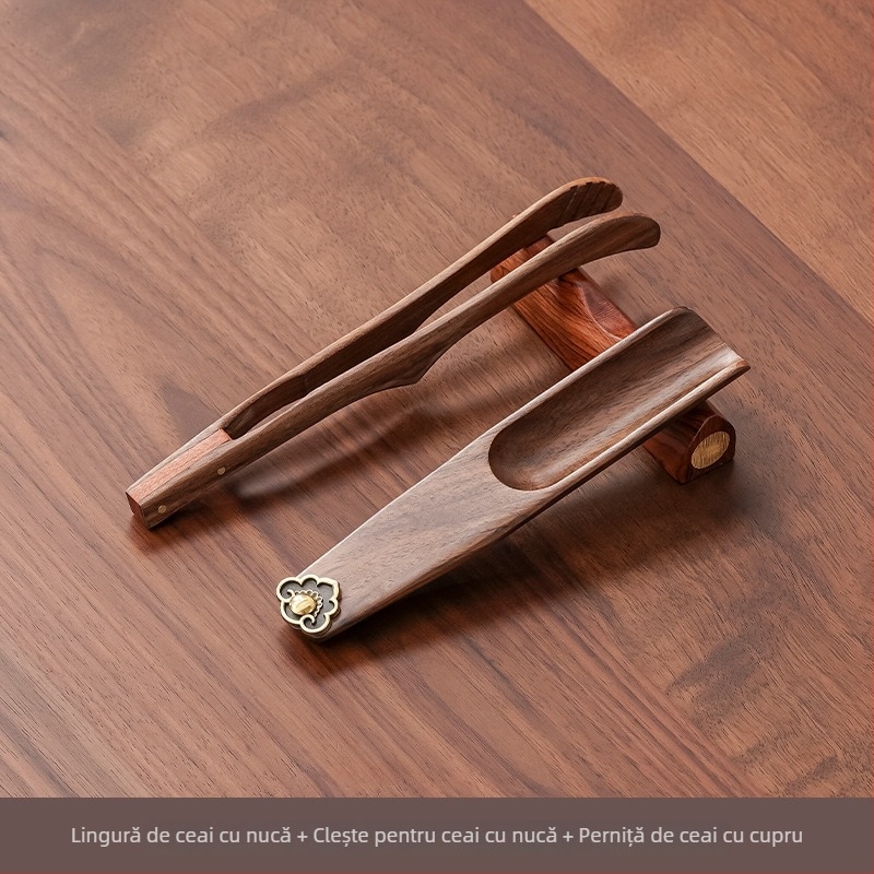 Lingură de ceai din lemn de nuc, unealtă pentru scoaterea frunzelor de ceai și funcție de măsurare, accesoriu de ceai în stil chinezesc, de înaltă calitate