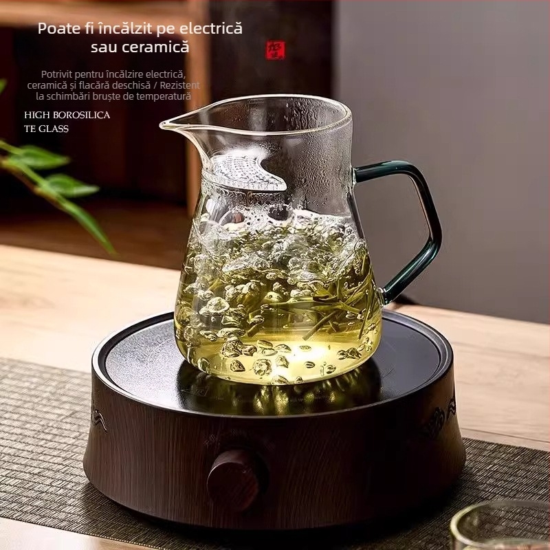 Cană de ceai cu filtru integrat, sticlă borosilikată de înaltă calitate, marca Yumo, stil modern simplu