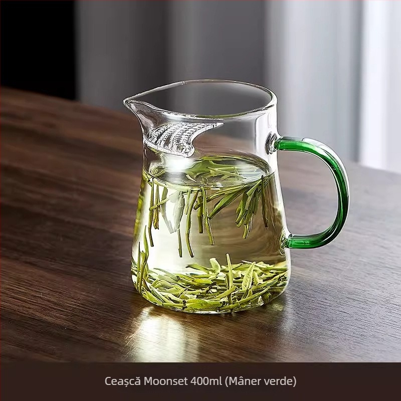 Cană de ceai cu filtru integrat, sticlă borosilikată de înaltă calitate, marca Yumo, stil modern simplu