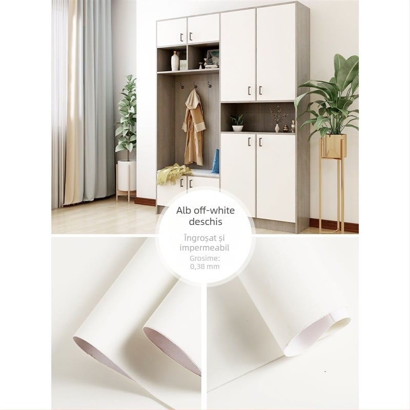 Folie autocolantă pentru bucătărie, aspect piele, lavabilă, pentru uși de dulapuri și mobilier, film de schimbare a culorii
