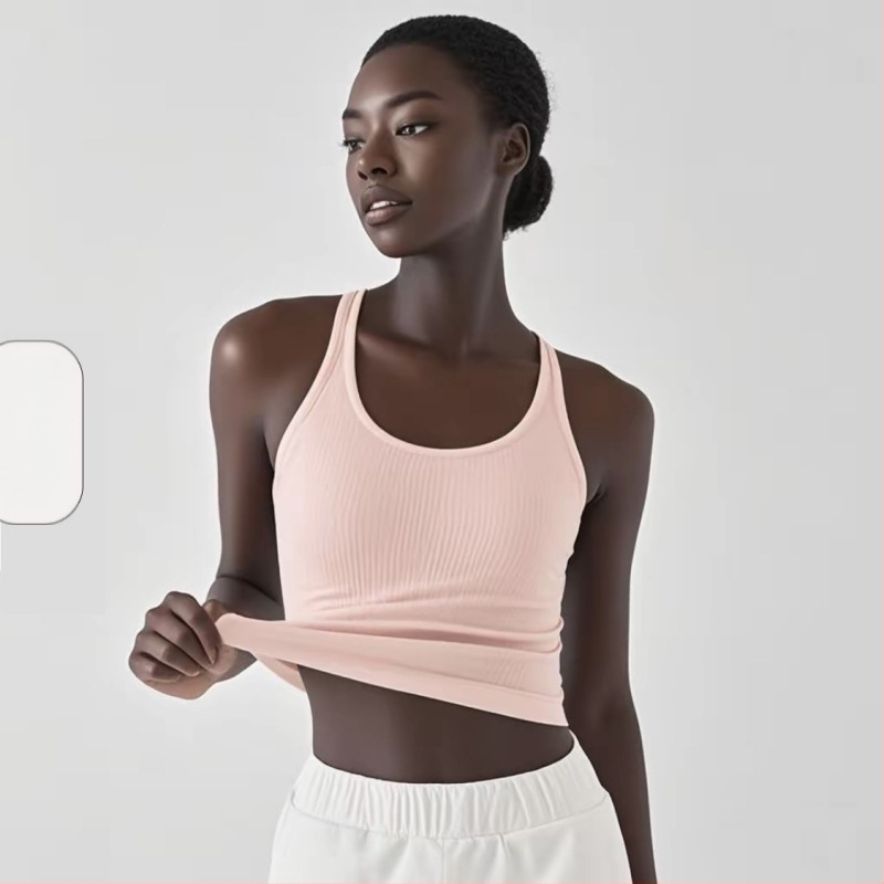 Maiou de yoga pentru femei, din Spandex-Nylon, uscare rapidă, cu paduri pentru sân, spate în formă de I, lungime 46 cm