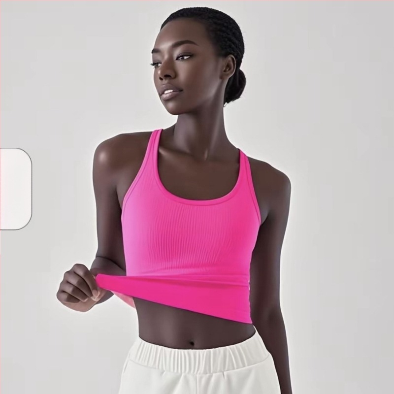 Maiou de yoga pentru femei, din Spandex-Nylon, uscare rapidă, cu paduri pentru sân, spate în formă de I, lungime 46 cm