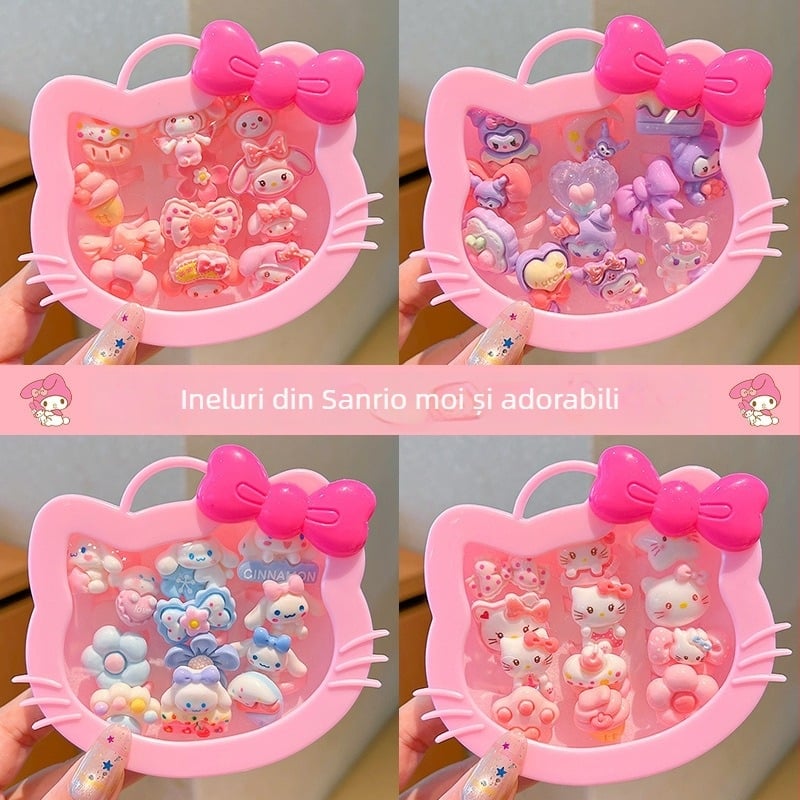 Inel copii Kuromi – stil desen animat, din plastic/ rășină, cuarț roz, pentru vârste 3–10 ani, tehnică ștampilare