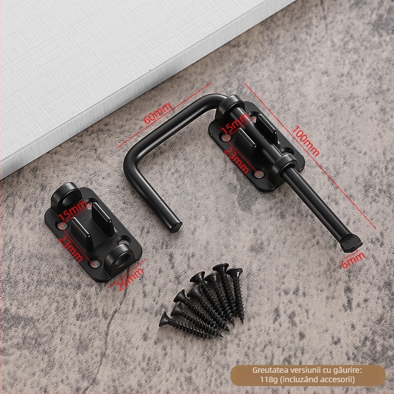 Încuietoare de ușă, fără găurire, aliaj de zinc, mecanism multiunghi 90°/180°, finisaj electroplacat