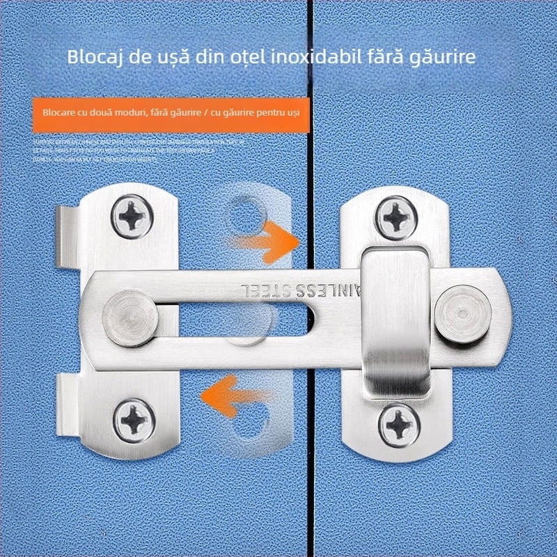 Zăvor de ușă din oțel inoxidabil, finisaj lustruit, stil modern minimalist, brand Three cats, model Door lock latch