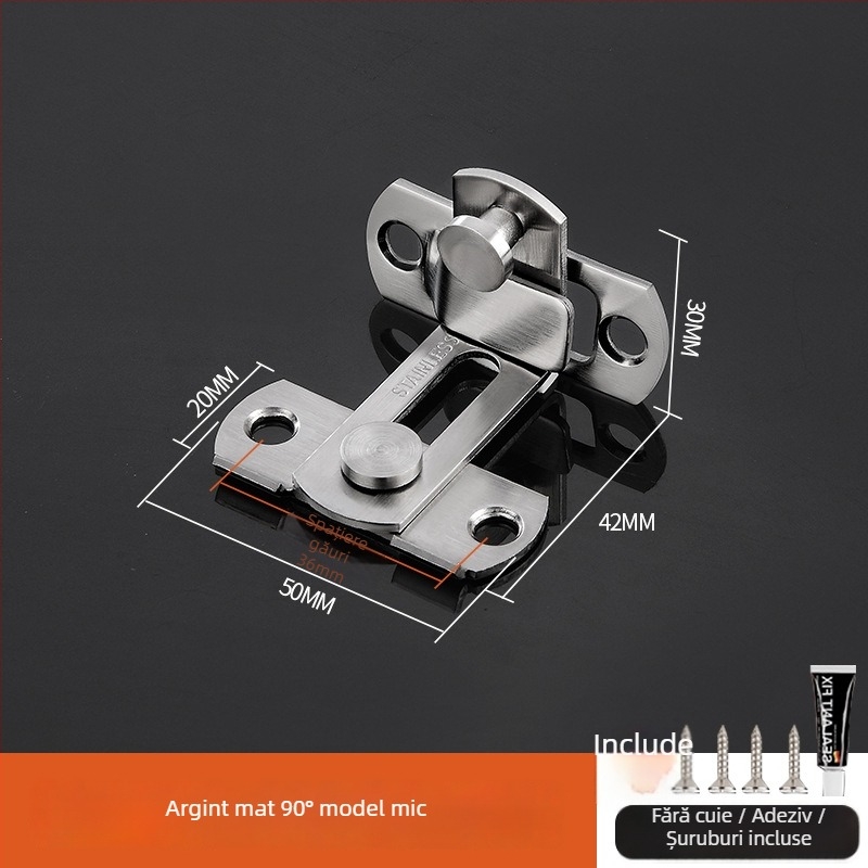 Zăvor de ușă din oțel inoxidabil, finisaj lustruit, stil modern minimalist, brand Three cats, model Door lock latch