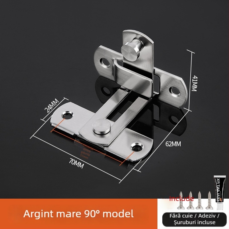 Zăvor de ușă din oțel inoxidabil, finisaj lustruit, stil modern minimalist, brand Three cats, model Door lock latch
