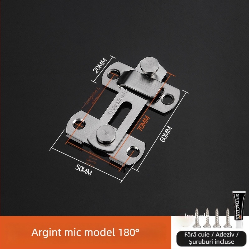 Zăvor de ușă din oțel inoxidabil, finisaj lustruit, stil modern minimalist, brand Three cats, model Door lock latch