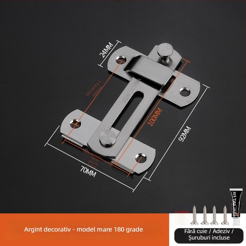 Zăvor de ușă din oțel inoxidabil, finisaj lustruit, stil modern minimalist, brand Three cats, model Door lock latch