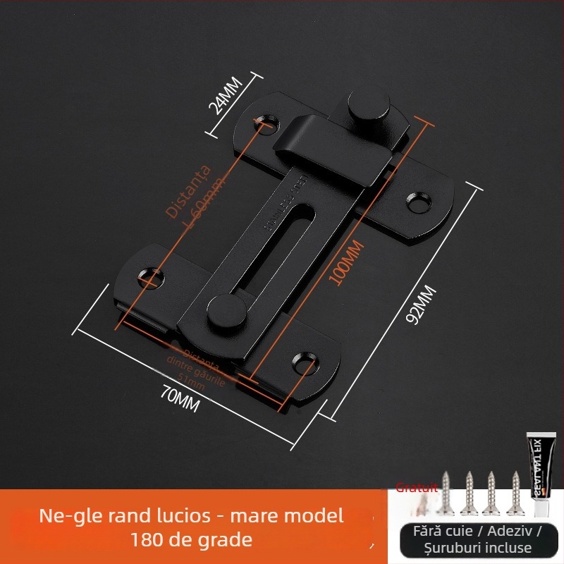 Zăvor de ușă din oțel inoxidabil, finisaj lustruit, stil modern minimalist, brand Three cats, model Door lock latch