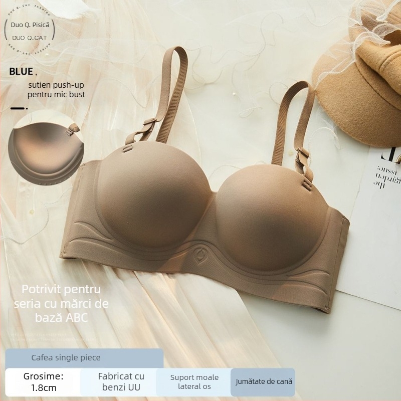 Sutien fără bretele, cu push-up pentru sâni mici, fără cusături, din nylon respirabil