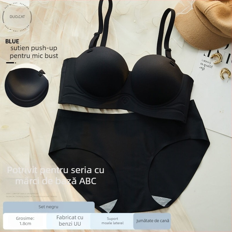 Sutien fără bretele, cu push-up pentru sâni mici, fără cusături, din nylon respirabil