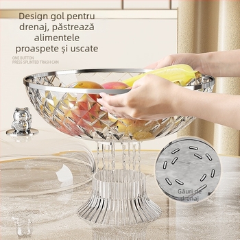 Platou de fructe sigilat cu capac, din plastic; Brand Other Homes; Stil lux ușor și retro