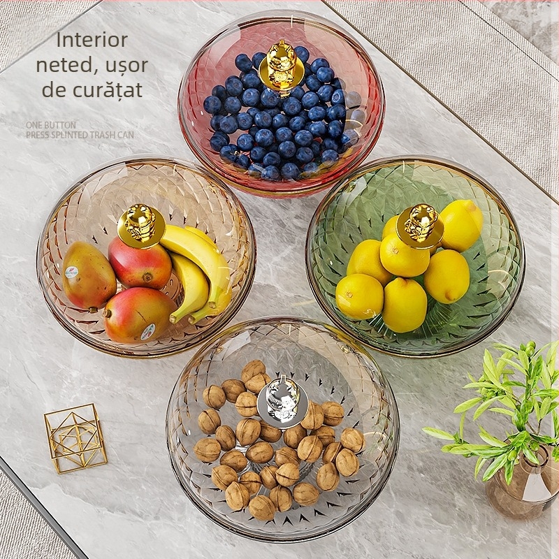 Platou de fructe sigilat cu capac, din plastic; Brand Other Homes; Stil lux ușor și retro