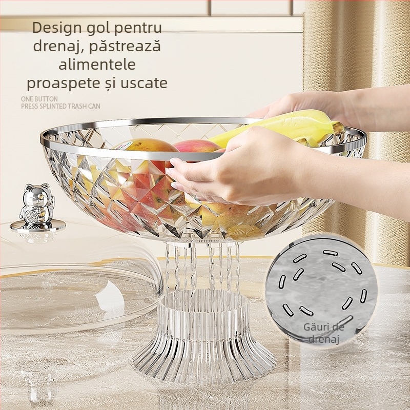 Platou de fructe sigilat cu capac, din plastic; Brand Other Homes; Stil lux ușor și retro