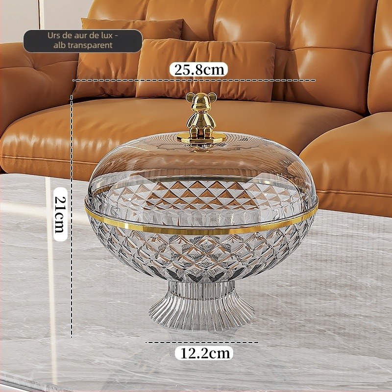 Platou de fructe sigilat cu capac, din plastic; Brand Other Homes; Stil lux ușor și retro