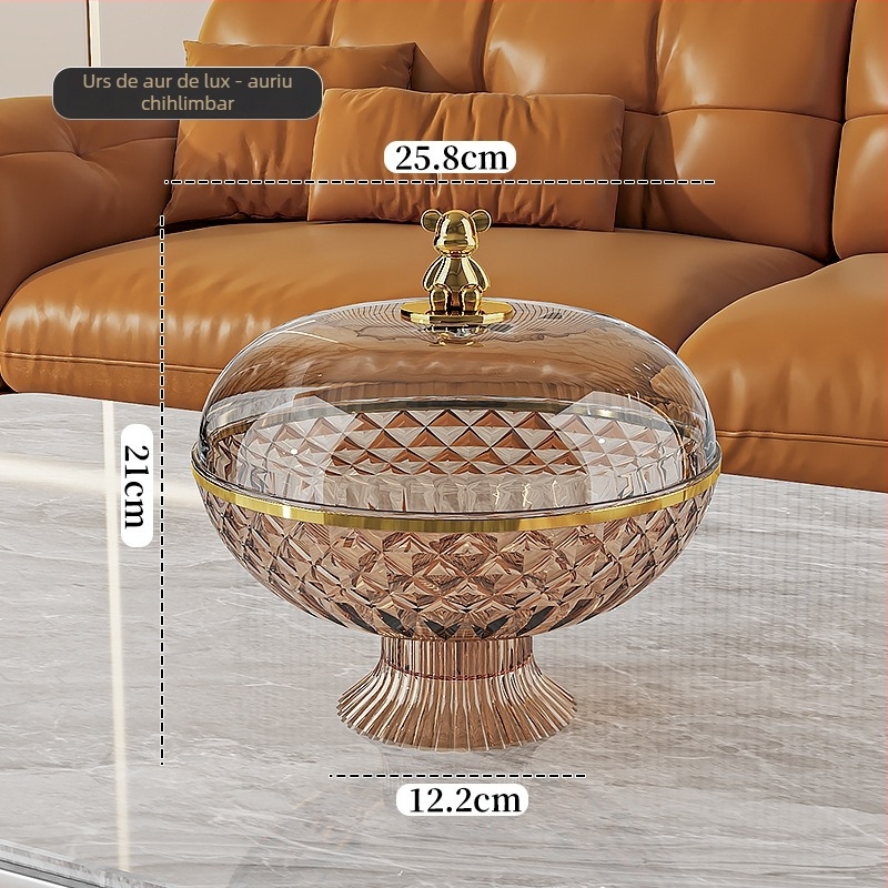 Platou de fructe sigilat cu capac, din plastic; Brand Other Homes; Stil lux ușor și retro