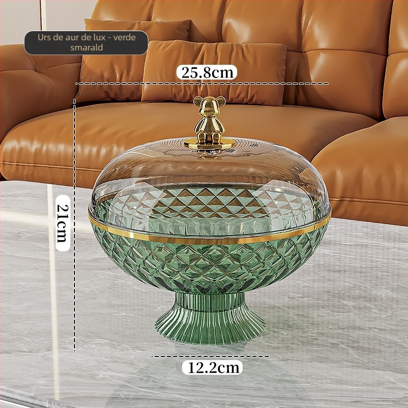 Platou de fructe sigilat cu capac, din plastic; Brand Other Homes; Stil lux ușor și retro