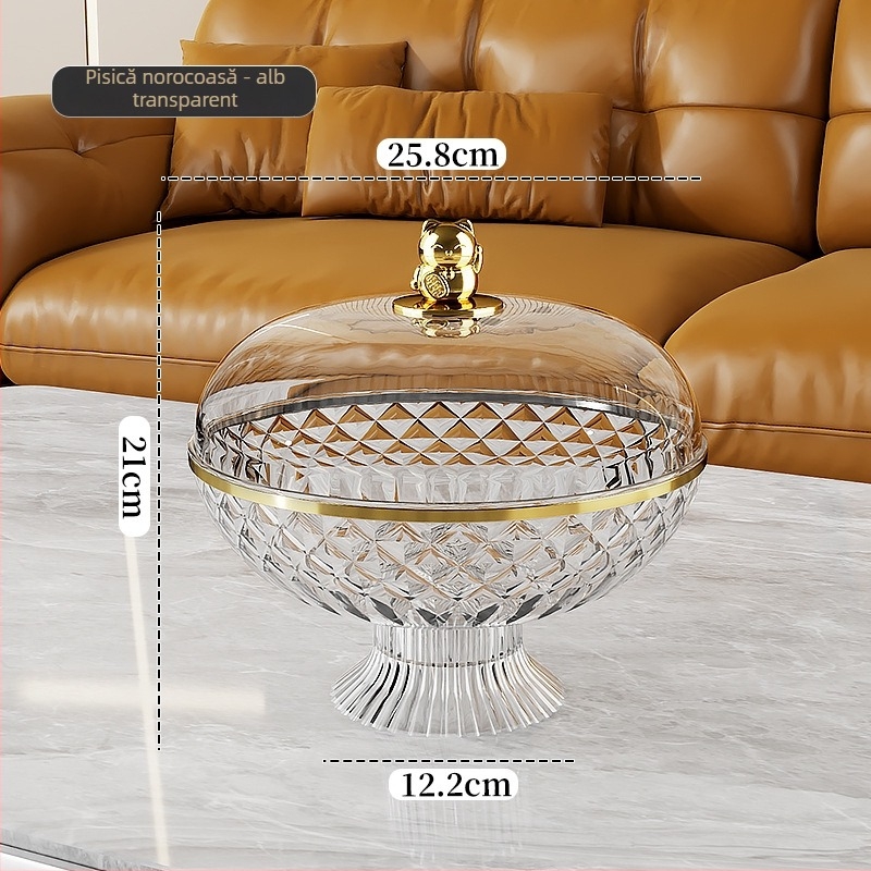 Platou de fructe sigilat cu capac, din plastic; Brand Other Homes; Stil lux ușor și retro
