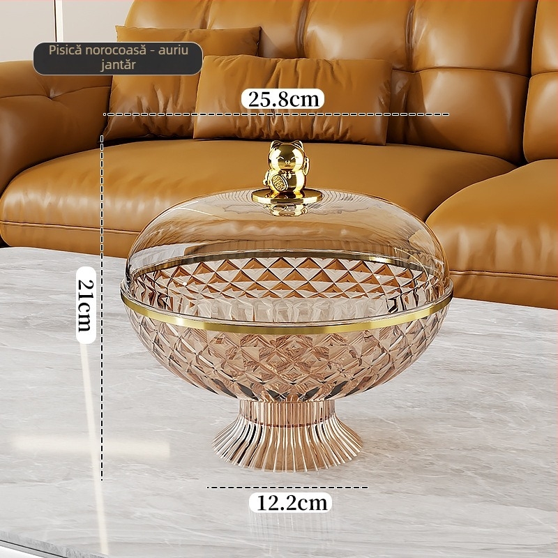 Platou de fructe sigilat cu capac, din plastic; Brand Other Homes; Stil lux ușor și retro
