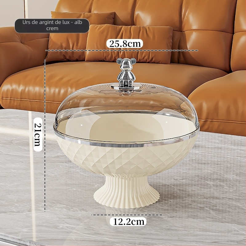 Platou de fructe sigilat cu capac, din plastic; Brand Other Homes; Stil lux ușor și retro