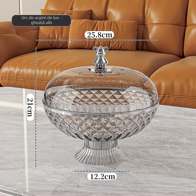 Platou de fructe sigilat cu capac, din plastic; Brand Other Homes; Stil lux ușor și retro