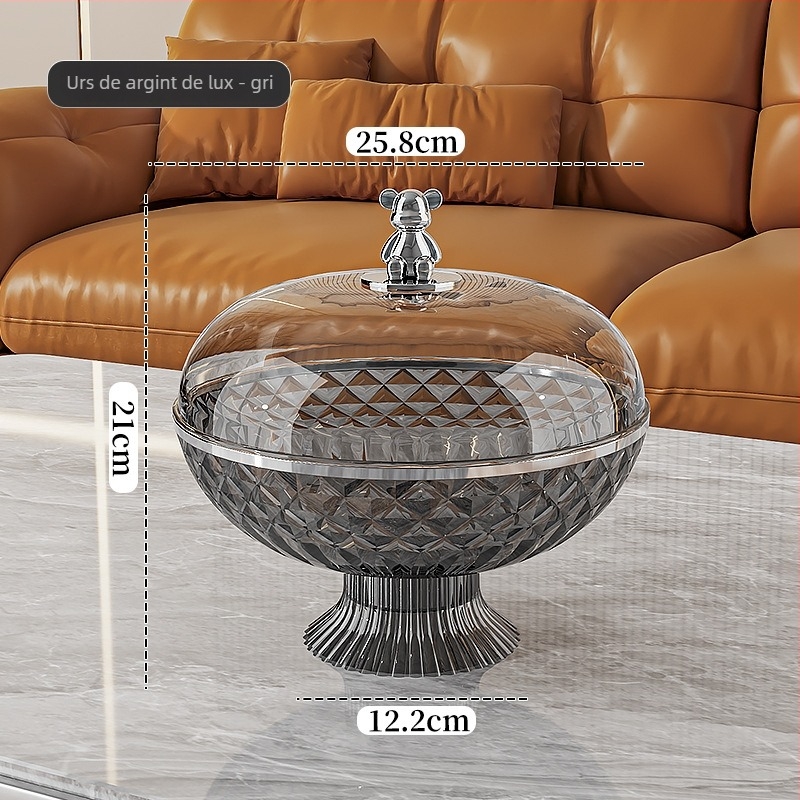 Platou de fructe sigilat cu capac, din plastic; Brand Other Homes; Stil lux ușor și retro