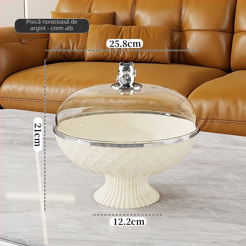Platou de fructe sigilat cu capac, din plastic; Brand Other Homes; Stil lux ușor și retro